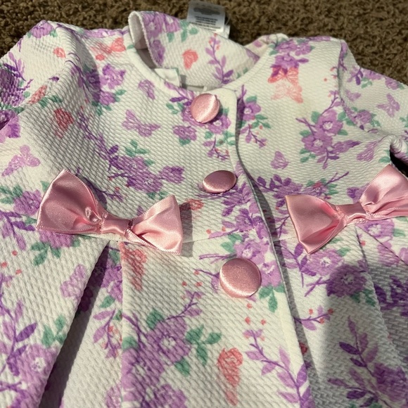 Blueberri Boulevard Girls Size 24 months Purple Floral Dress with Tulle and Coat - Picture 2 of 13